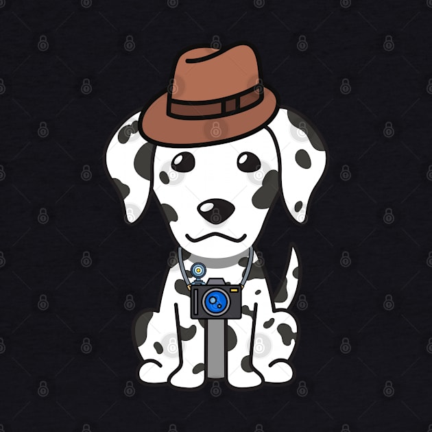 Funny dalmatian is holding a camera by Pet Station